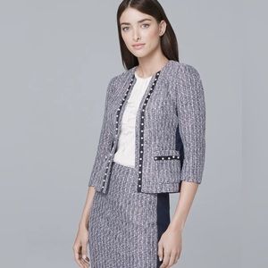 WHBM Embellished Pearl Tweed Jacket